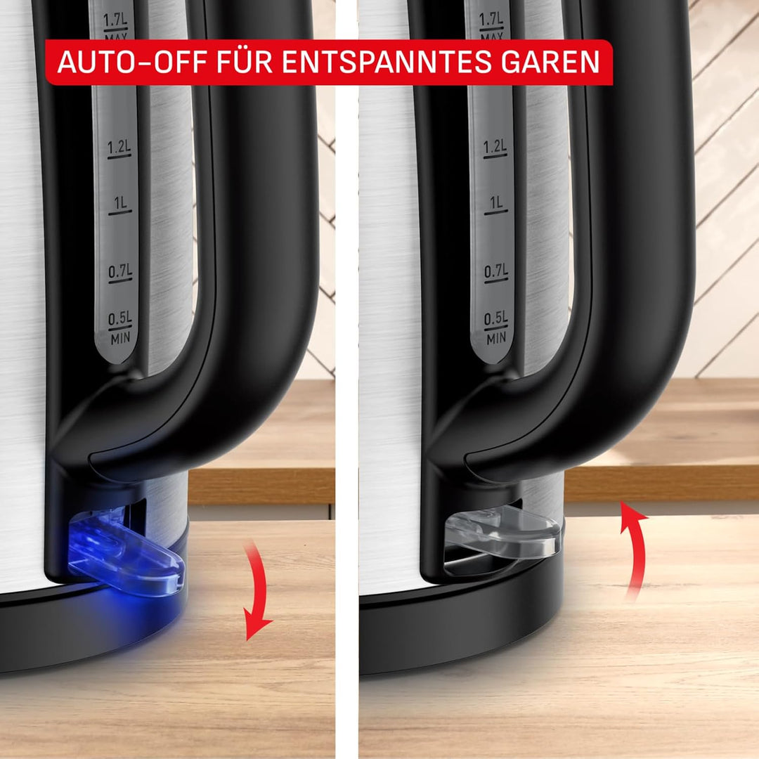 Tefal, Wasserkocher aus Edelstahl, 1,7 l, 2200 W für schnelles Kochen, automatische Abschaltung, sic