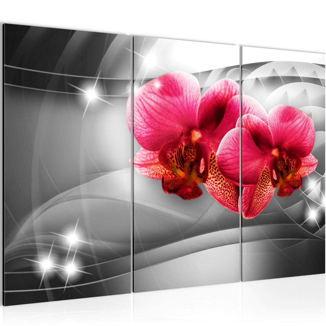 Runa Art Wandbilder Blumen Orchidee Bild XXL Wohnzimmer Schlafzimmer Grau Violett Abstrakt 120 x 80