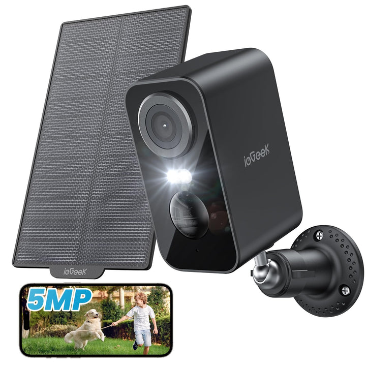 ieGeek 5MP Überwachungskamera Aussen Solar: Kamera mit Akku, 2.4GHz WLAN | Einfache Installation, 52