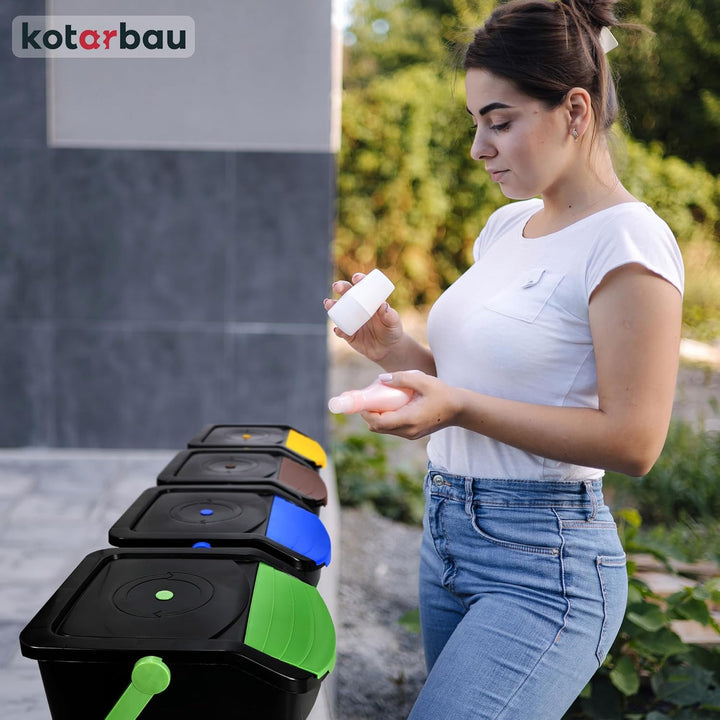 KOTARBAU® Mülltrennsystem Mülleimer Küche 3 Fächer Abfalleimer Deckel Plastik Küchenabfalleimer Küch