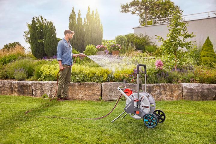 Gardena CleverRoll M Easy Metall Set: Schlauchwagen mit 60 m Kapazität, sehr standfest, stabile Schl