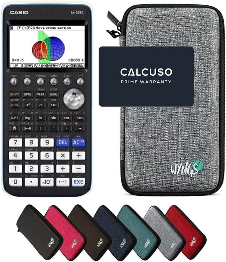 CALCUSO Sparpaket: Casio FX-CG 50 Grafikrechner + WYNGS Schutztasche hellgrau + Erweiterte Garantie