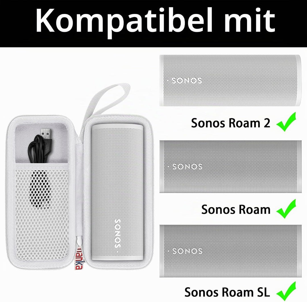 Khanka Hartschalenhülle kompatibel mit Sonos Roam 2 / Sonos Roam/Sonos Roam SL, tragbarer, wasserdic