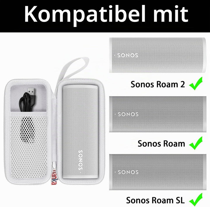 Khanka Hartschalenhülle kompatibel mit Sonos Roam 2 / Sonos Roam/Sonos Roam SL, tragbarer, wasserdic