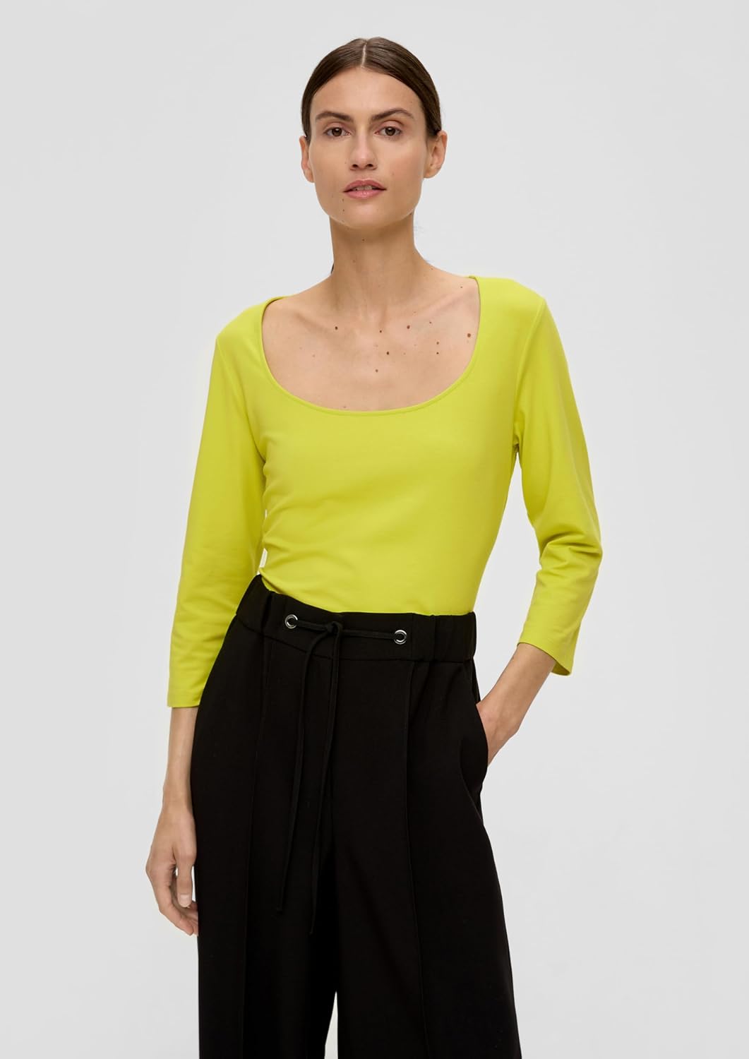 s.Oliver BLACK LABEL Damen T-Shirt 3/4 Arm 34 Gelb, 34 Gelb