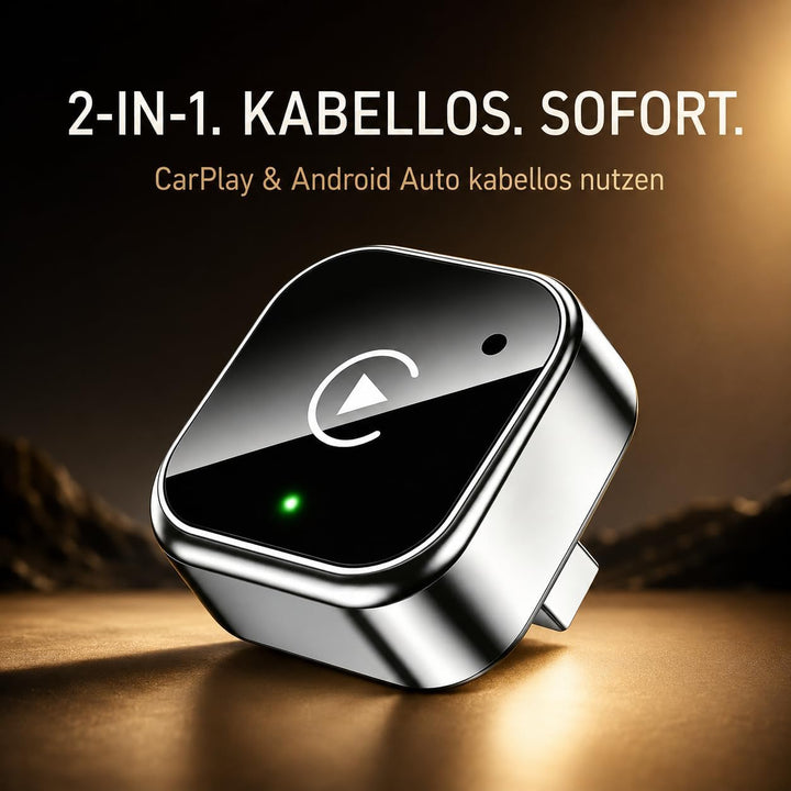 2in1 Wireless CarPlay Adapter für iPhone &amp; Android Auto, USB-C, Plug &amp; Play Schwarz, Schwarz
