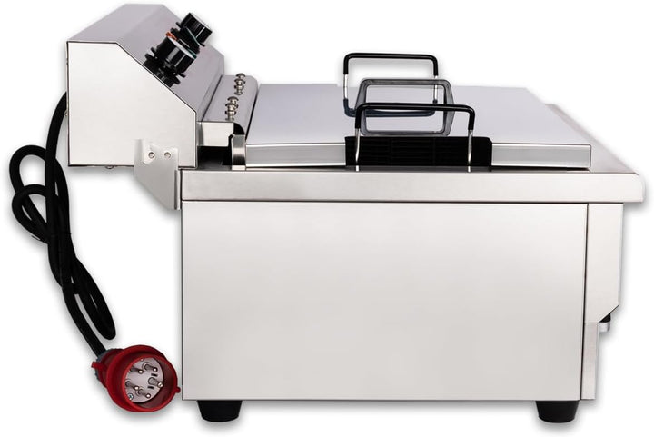 Beeketal 'BWF-301P' Profi Gastronomie Kaltzonen Fritteuse/Fettbackgerät mit seitlichem Abtropfgitter