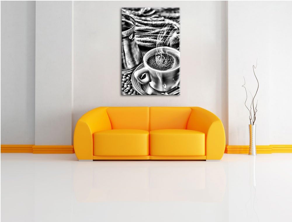 Pixxprint Kaffe Kaffeetasse Kaffee/Format: 100x70cm / Leinwandbild fertig bespannt Wandbild Kunstdru