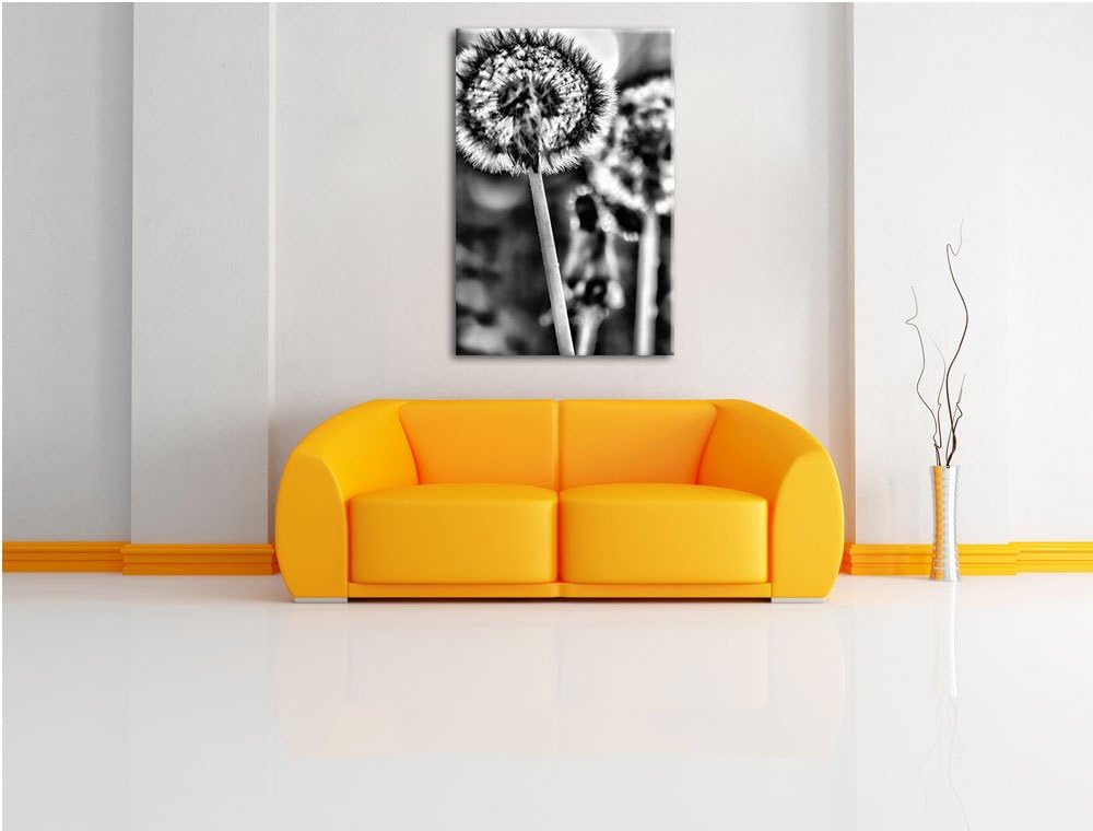 Monocrome, Pusteblume, Format: 100x70 auf Leinwand, XXL riesige Bilder fertig gerahmt mit Keilrahmen