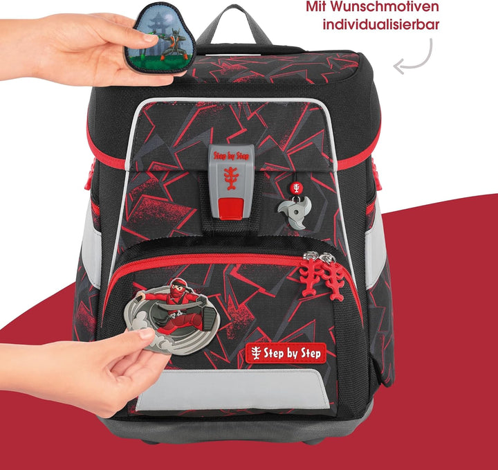Step by Step Schulranzen-Set Space, Ninja Yuma, 5-teilig, schwarz-rot, Ninja-Design, ergonomischer T