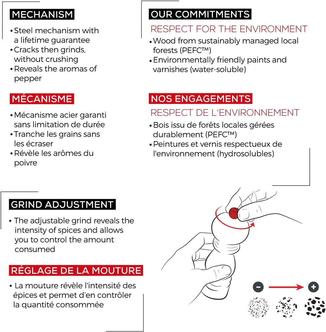 Peugeot pepermolen donker hout 12.7cm Pfeffermühle Schokolade, Pfeffermühle Schokolade