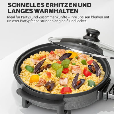 Clatronic® Partypfanne | Multifunktionspfanne zum Kochen, Braten, Dünsten und Warmhalten | Antihaftb