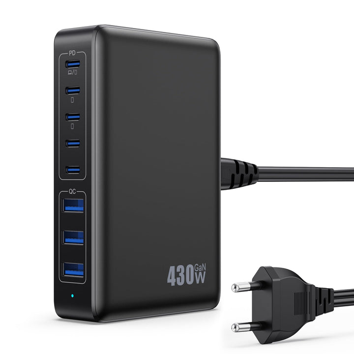 Feob 430W USB C Ladegerät Mehrfach, 8 Ports GAN IV Schnellladegerät PD 100W Ladestation Charger Stat