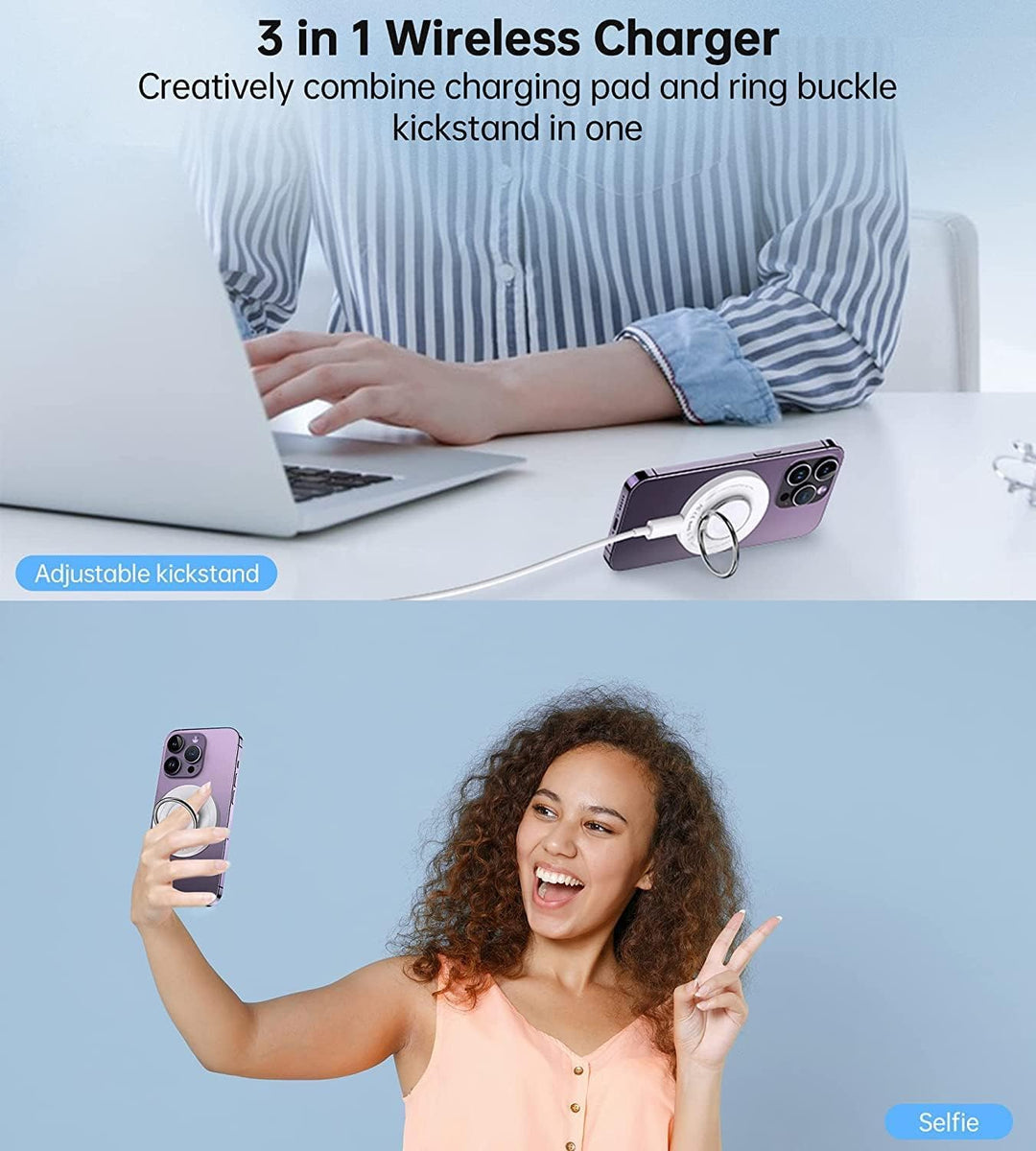 Mag-Safe Reise Ladegerät, 3 in 1 Wireless Charger Kompatibel mit iPhone 15 14 13 12 Serie, iWatch, A