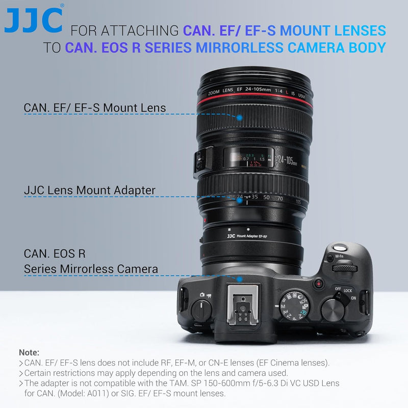 JJC EF-RF Autofokus-Adapter-Konverter für Canon EF EF/S Objektiv auf EOS R Ra RP R3 R5 R5c R6 R6II R