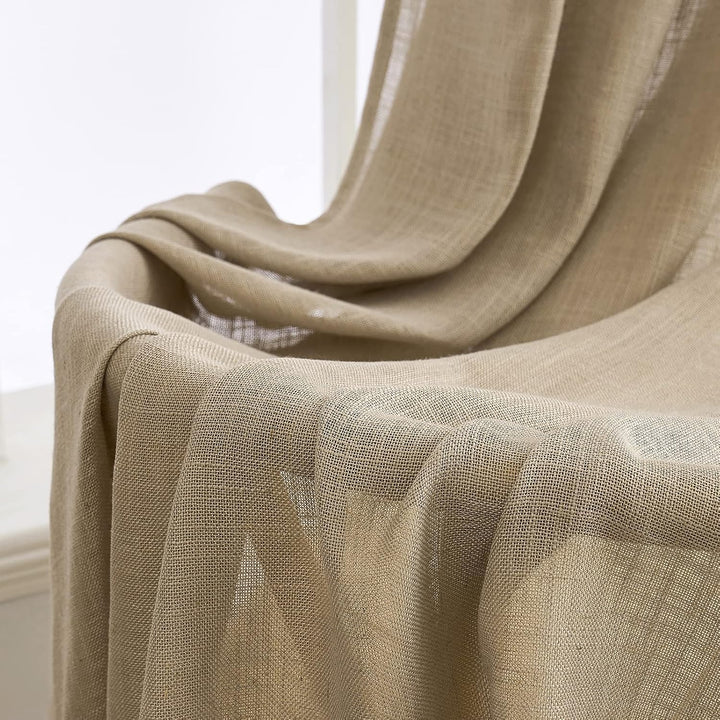 MIULEE Gardinen Vorhänge mit ösen Voile Vorhang Modern Leinenoptik Halbtransparent für Wohnzimmer Kü