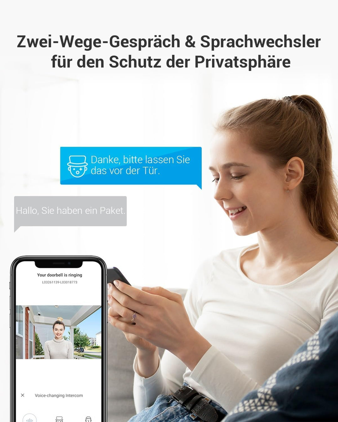 EZVIZ 2K Video Türklingel Kit mit Türsprechanlage*2 und 7" Farb-Touchscreen, KI Personenerkennung un