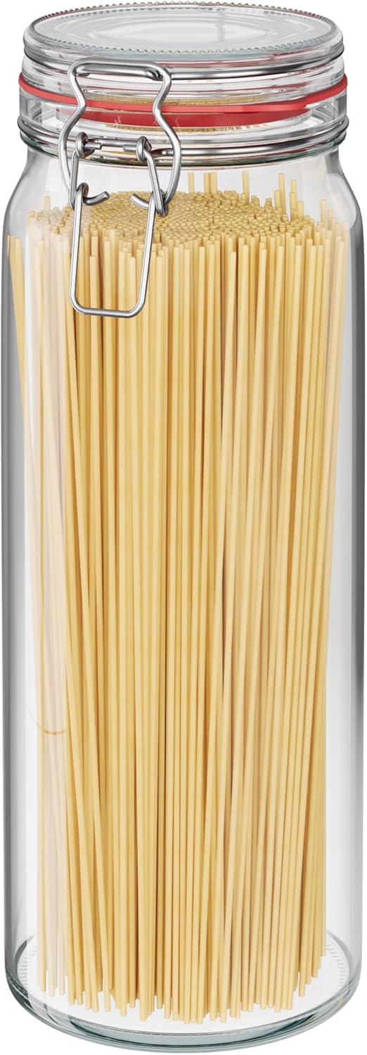 WELLGRO 3x Einmachgläser mit Bügelverschluss rund 2160ml, Fermentierglas, Vorratsgläser mit Deckel -