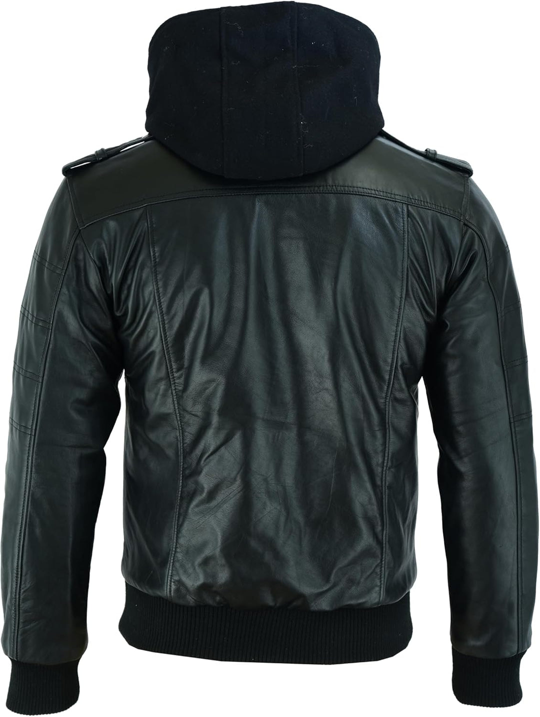 Vance Herren Echt Lederjacke aus 100% Rindsleder Abnehmbarer Hoodie S Schwarz, S Schwarz