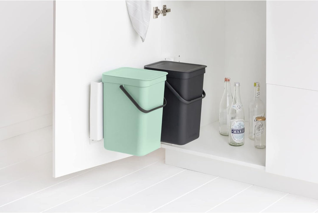 Brabantia Sort and Go Einbaubehälter, 2 x 12 l, Jadegrün/Grau