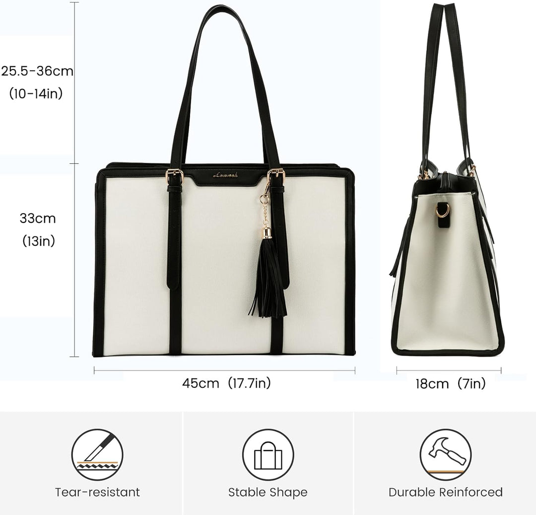 LOVEVOOK Laptop Handtasche Damen 17 Zoll Tote Shoulder Crossbody Bag Gross Canvas Shopper Tasche Ele