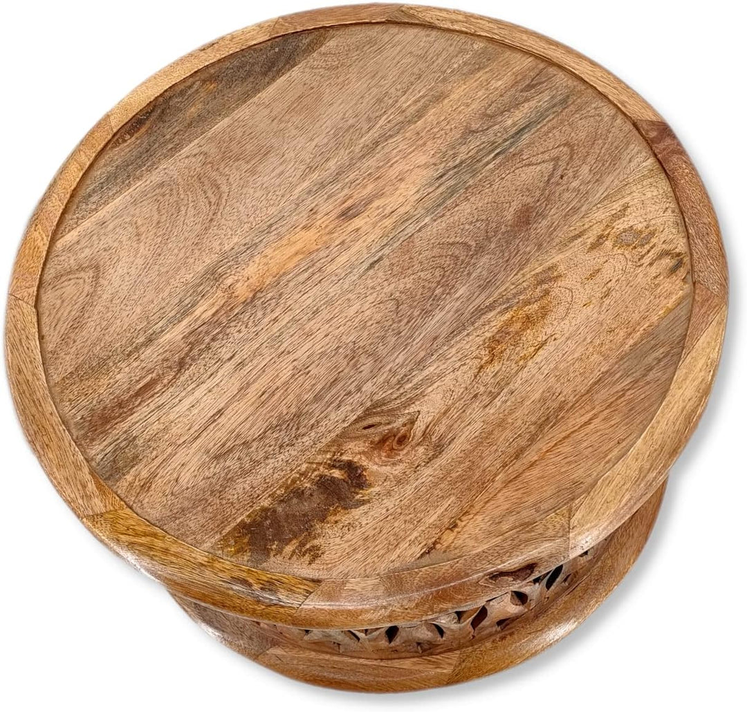 DARO DEKO Holz Couchtisch rund natürlich braun Ø 50 x 30cm Couch Beistelltisch Vintage Sofatisch, Ø