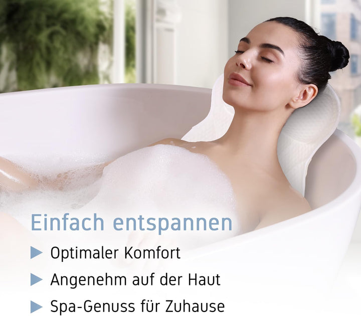 Badewannenkissen | Premium Badekissen für Badewanne mit Kopfstütze &amp; Nackenstütze | Kissen ideal als