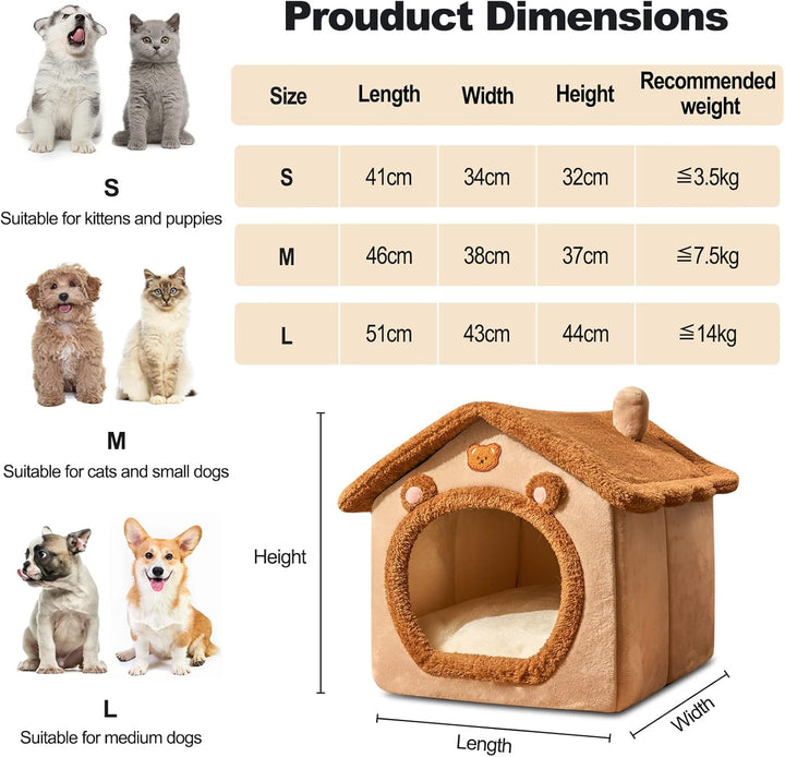 Galatée Katzenhöhlenbett, Waschbares Hundebett, Warmes Und Gemütliches Katzenhaus, Faltbar Bequemes