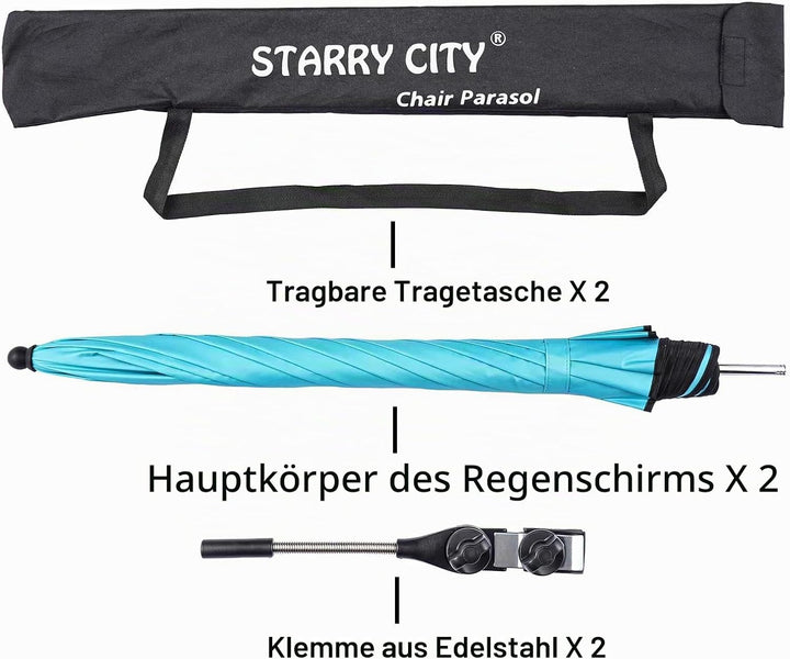 Stuhl-Sonnenschirm mit verstellbarer Klemme, UPF 50+, Schattenschirm, zum Anklippen, für Terrasse, S