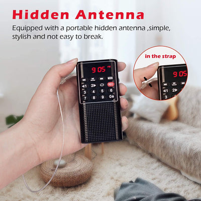 PRUNUS J-328 Taschenradio FM/UKW, Digital Radio Klein mit Rekorder, Kofferradio Mini Radio mit Akku
