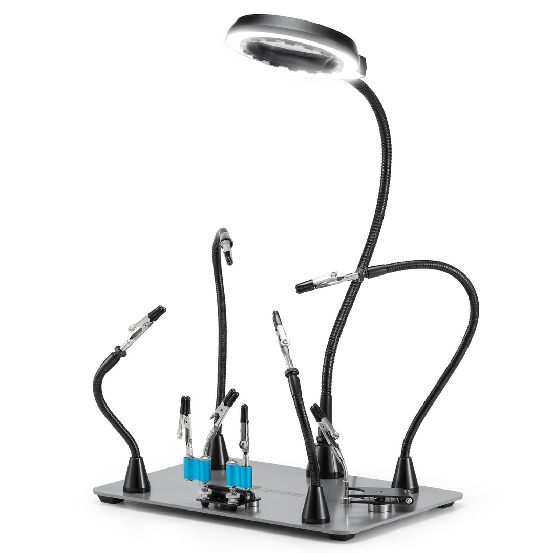 SainSmart PCB Soldering Helping Holder, 6 flexible helfende Hände, 5-fache Vergrösserungslampe mit 5