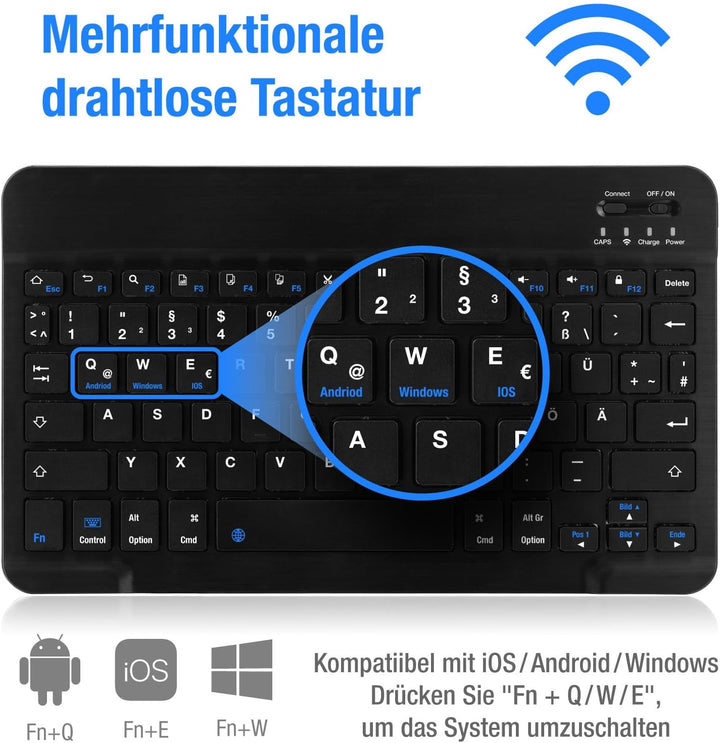 MAYPHY Tragbare Bluetooth-Tastatur und -Maus mit Hintergrundbeleuchtung, wiederaufladbare Mini-Tasta