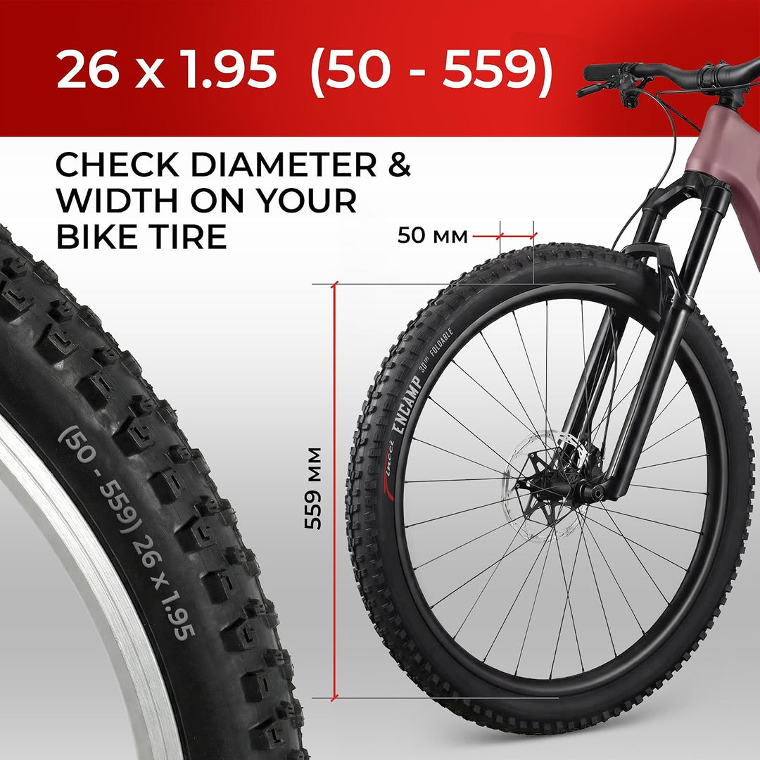Fincci Reifen 26x1.95 Zoll 50-559 Faltbar Mantel für Rennrad Mountainbike MTB Schlamm Schmutz Offroa