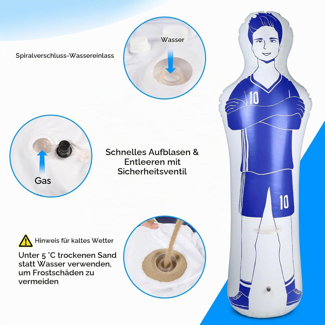 efuturetime Aufblasbare Fussball Dummy aus PVC, Fussballtraining Dummy Trainingspuppe für Torwart Fr