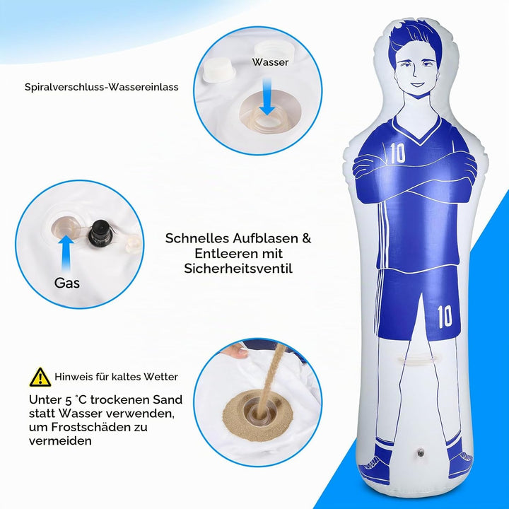 efuturetime Aufblasbare Fussball Dummy aus PVC, Fussballtraining Dummy Trainingspuppe für Torwart Fr
