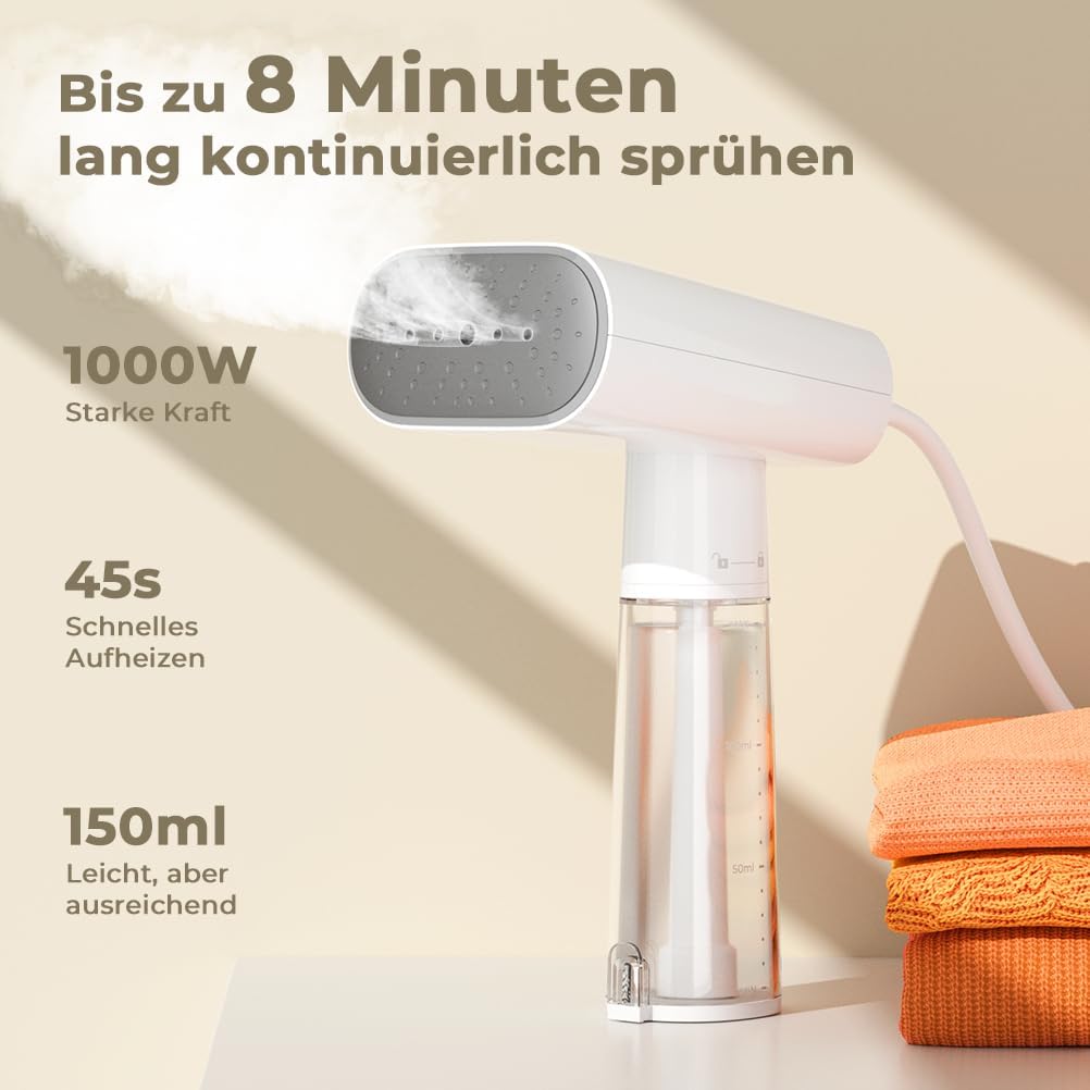 Vpcok Direct Steamer 1000W, Reisebügeleisen mit 150ml Wassertank Klein und Leicht， Portables Hand-Da