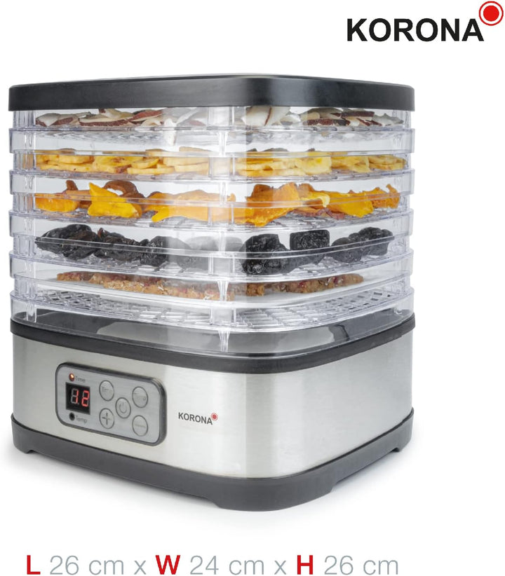 Korona 57011 Dörrautomat mit Müsliriegelform | 5 Ebenen | Trocknet Früchte, Fleisch, Fisch, Kräuter
