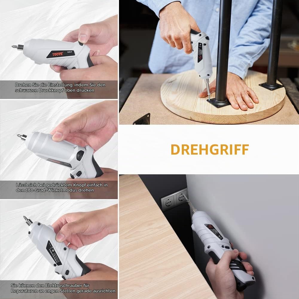 flintronic Klein, Mini Akkuschrauber con LED-Licht, 1300mAh Akku Wiederaufladbar, 3,6V Akkuschrauber