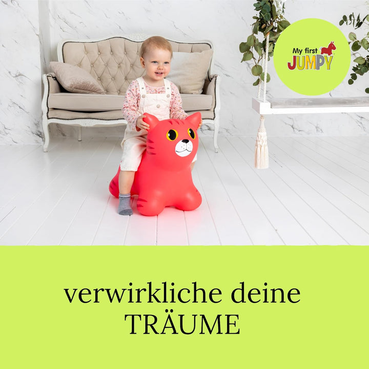 Gerardo's Toys Jumpy Hüpftier Rosa Katze - Hüpftiere ab 1 Jahr und ab 2 Jahre - Hüpftier Kinder - Au