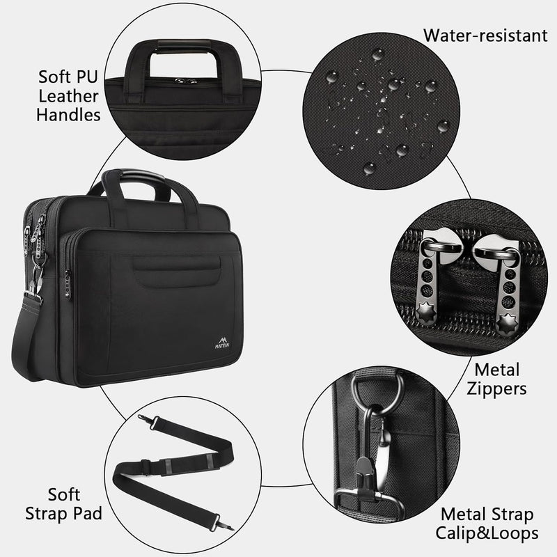 MATEIN Laptoptasche 15,6 Zoll, Laptop Tasche Aktentasche Herren Notebook, Computer Tasche Multifunkt