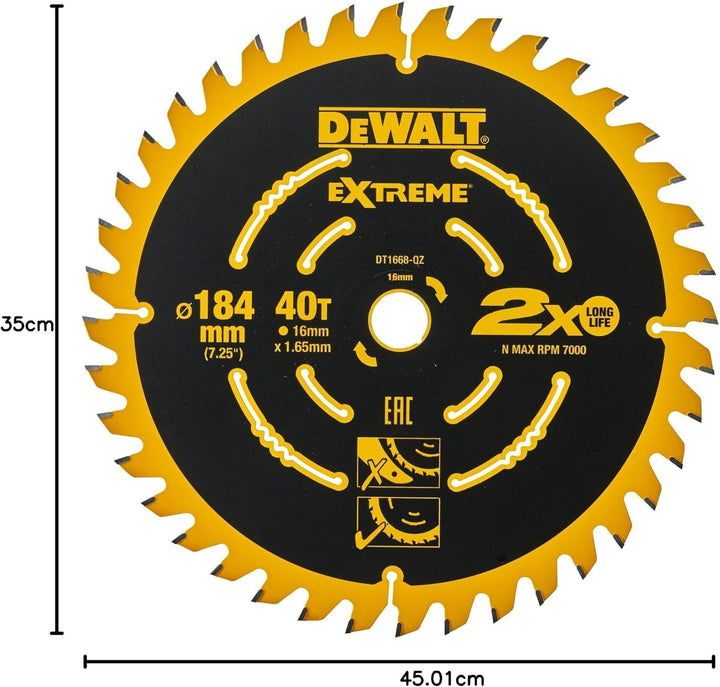 DeWalt DT1668 Kreissaegeblatt Akku 184/16mm 40WZ, 1 Stück One size, One size