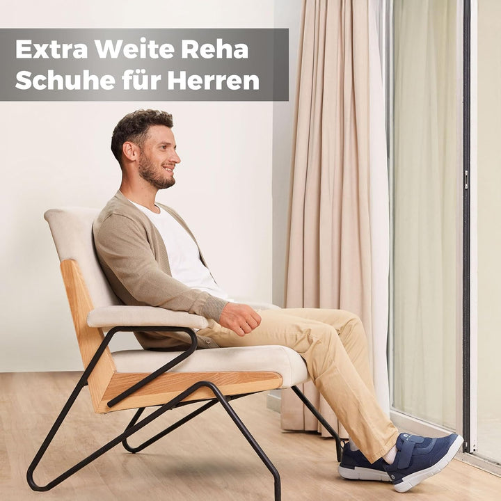 FitVille Diabetiker Schuhe Herren Extra Weit mit Klettverschluss überbreite weiche Gesundheitsschuhe