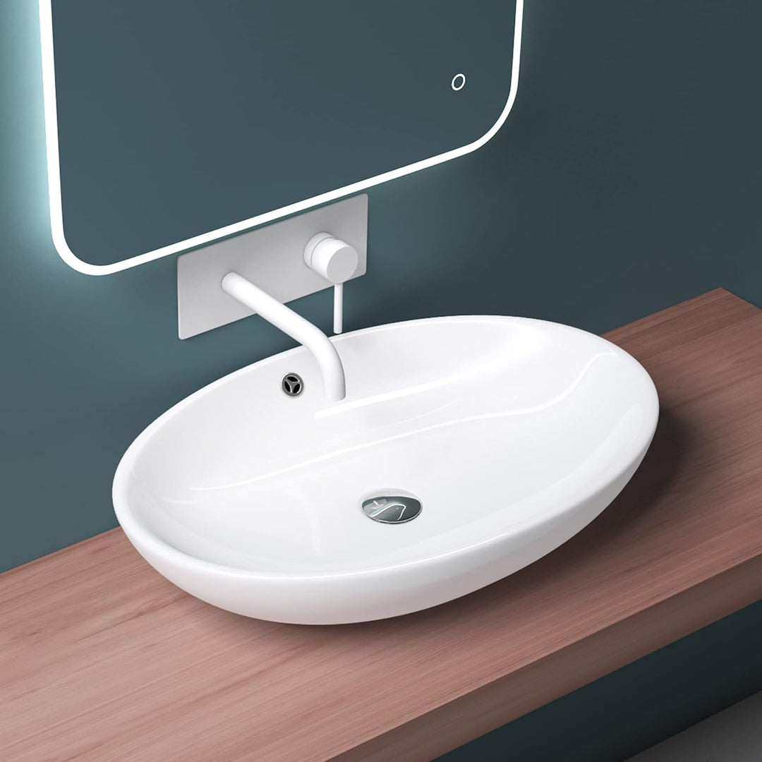 Mai & Mai Aufsatzwaschbecken aus Keramik weiss mit Nano-Beschichtung Brüssel306 Weiss | Modell Br306