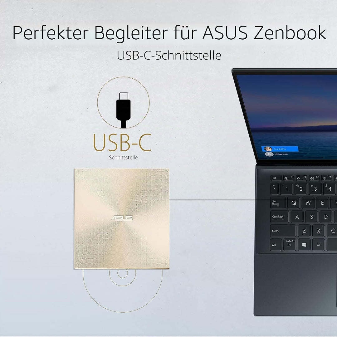 Asus Zendrive U8M Gold SDRW-08U8M-U/GOLD/G/AS/P2G USB-C Kabel Gold, USB-C Kabel Gold