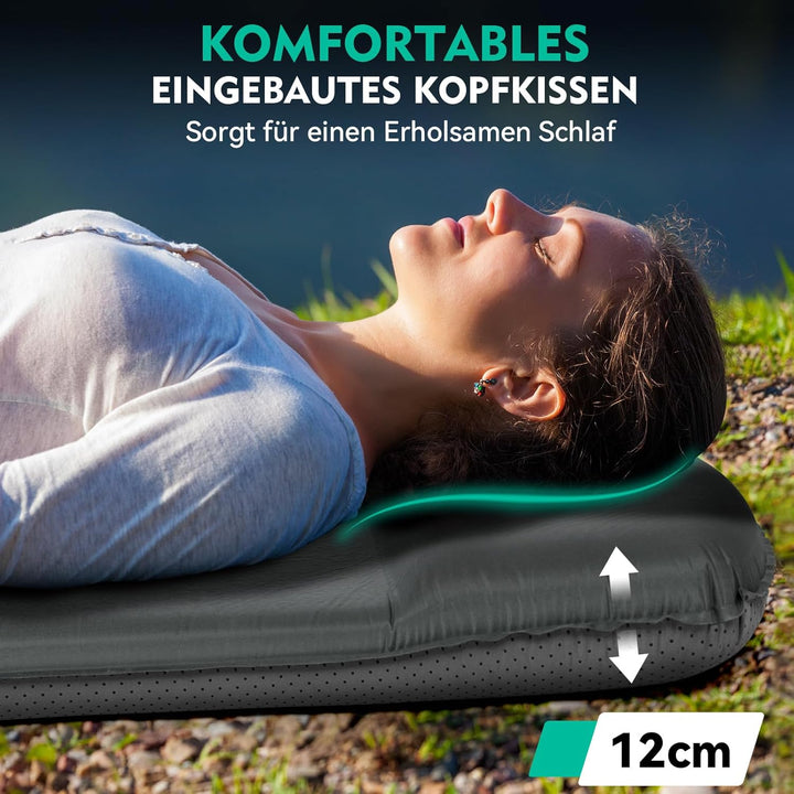 HIKENTURE Isomatte Selbstaufblasend, 8CM Dicke Camping Matratze aus Schaumstoff, Selbstaufblasbare L