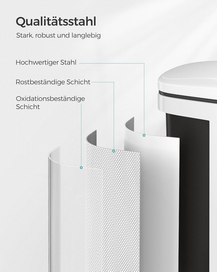 SONGMICS Mülleimer Küche, 20 Liter Abfalleimer mit Pedal, Tretmülleimer, Softclose, Offenhaltefunkti