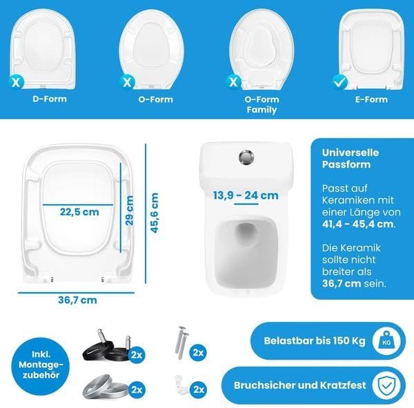KESSER® WC Sitz mit Absenkautomatik Toilettendeckel Quick-Release-Funktion und Softclose - einfache