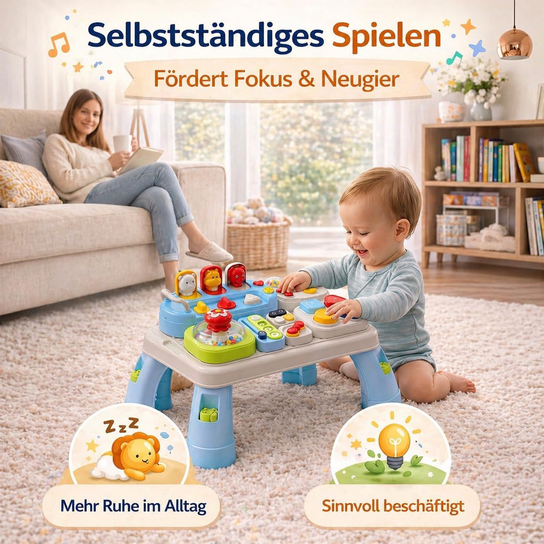 AMAYO - Baby Aktivitätstisch Montessori ab 9-36 Monate – Interaktiver Babys Entdeckertisch Spieltisc