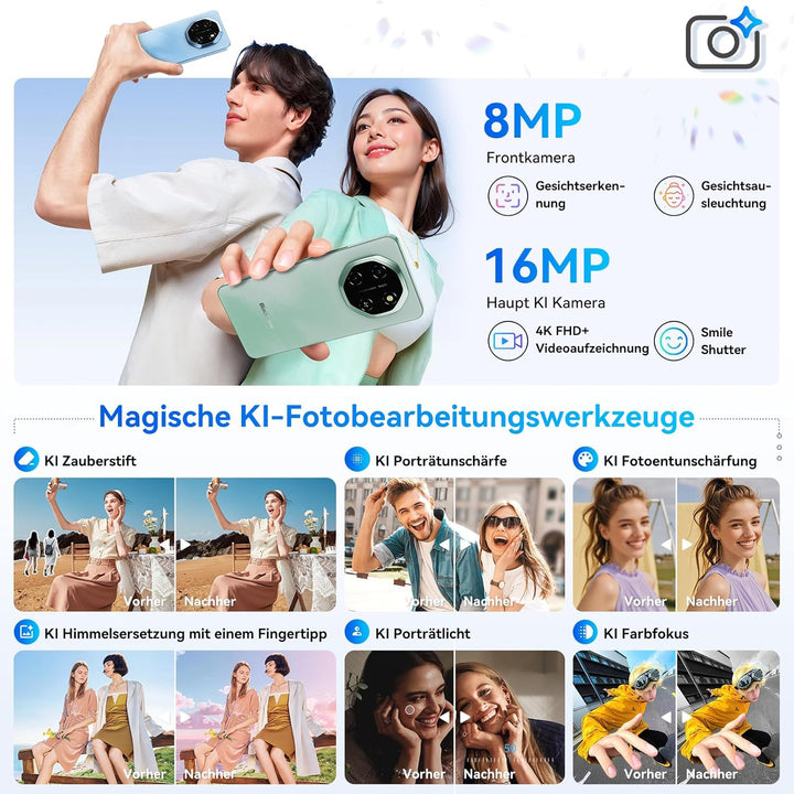 Blackview Shark 6 Handy 5G Ohne Vertrag Android 15 Smartphone Ohne Vertrag, 6.88" 120Hz, 12GB+128GB,