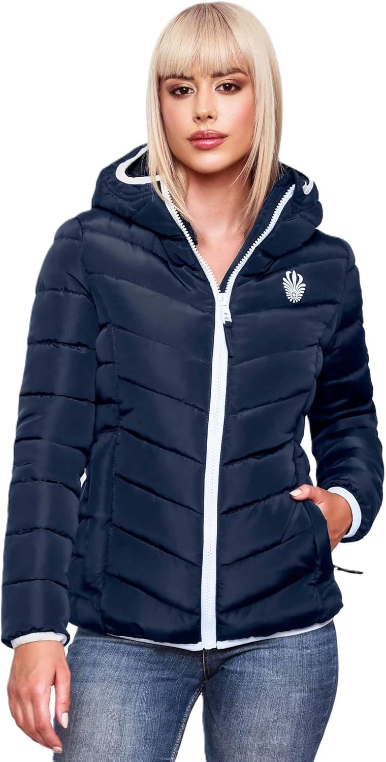 Navahoo Damen Jacke Steppjacke Übergangsjacke gesteppt Stepp Herbst B675 S Navy, S Navy